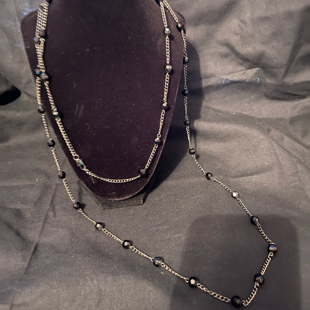 Versatile Necklace from Park Lane “Fashionable” Black Beads and chain